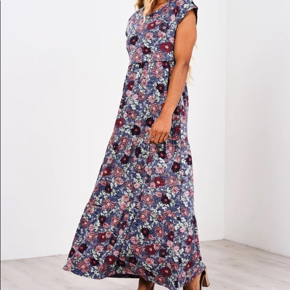 NWT Latched Mama Tiered Maxi Dress in Dreamy Dahlia